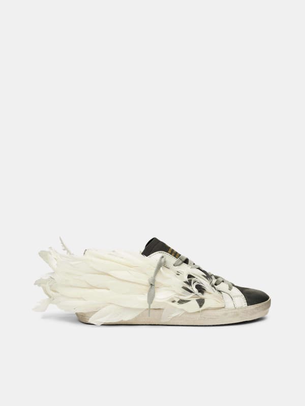Super-Star sneakers with feathers and stencil star | Golden Goose