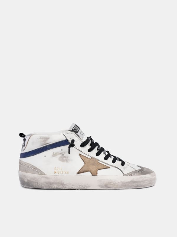 White Mid Star sneakers with beige star | Golden Goose