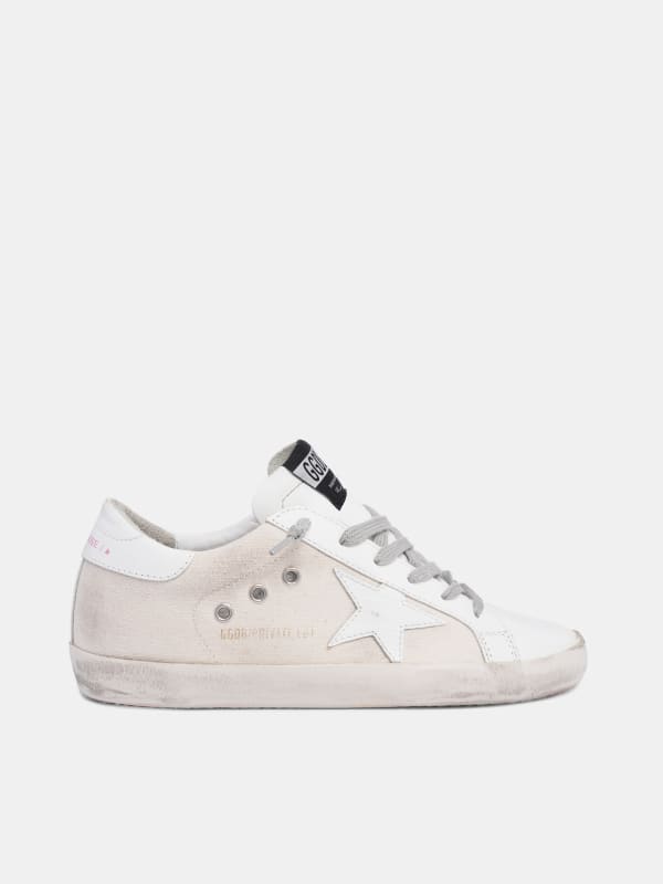 superstar sneakers in leather with glossy heel tab