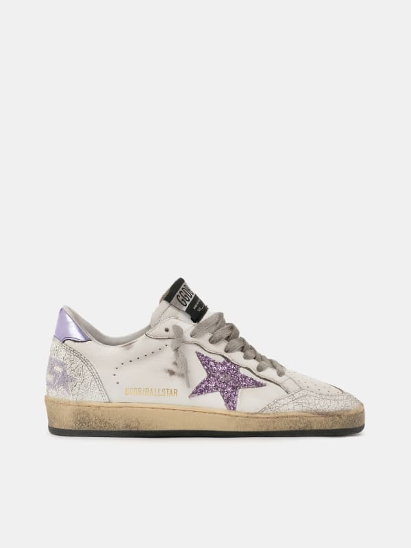 Ball Star sneakers with purple glitter | Golden Goose