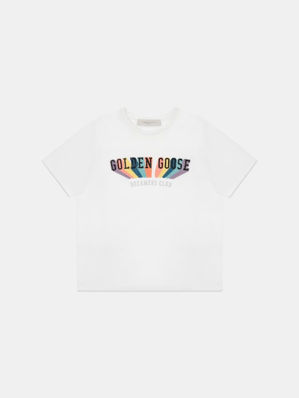 T-shirt with rainbow Golden print | Golden Goose