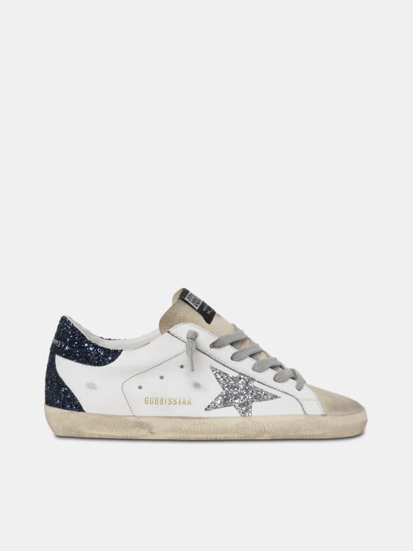 mid star sneakers in smooth leather and suede with glitter star