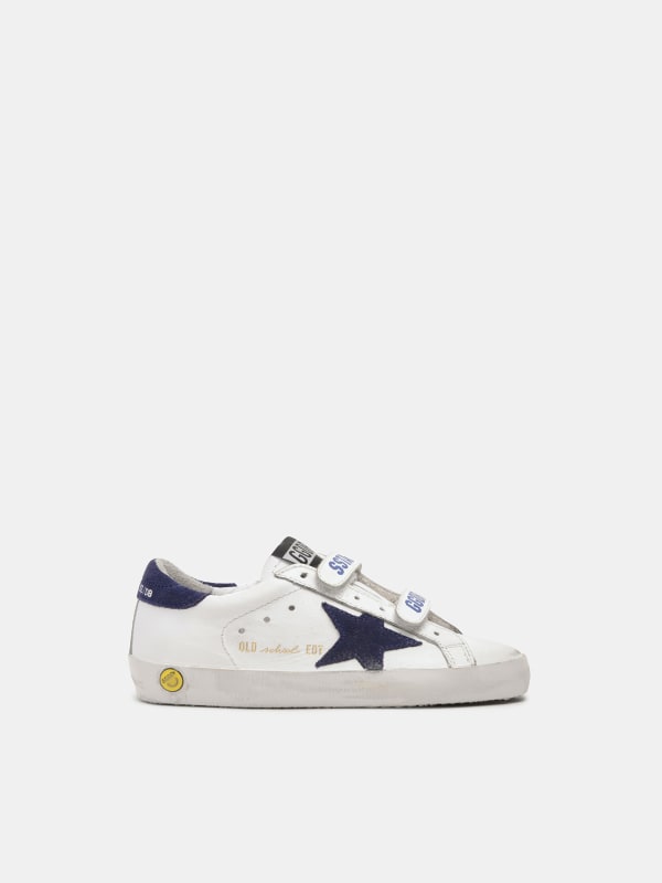 Old School sneakers with velcro fastening and navy star | Golden Goose