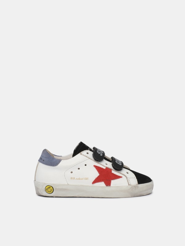 Black and white Old School sneakers with red star | Golden Goose
