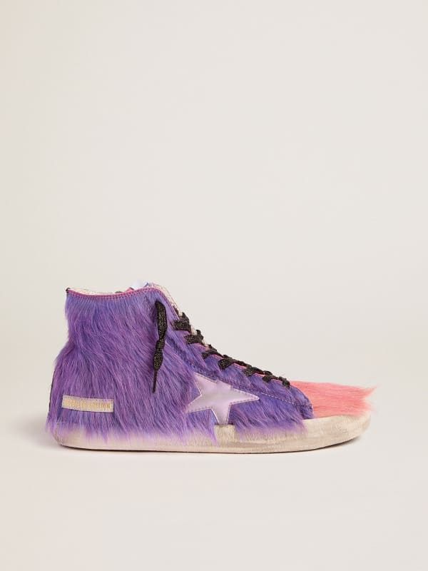 Men’s Limited Edition lilac and pink pony skin Francy sneakers | Golden  Goose