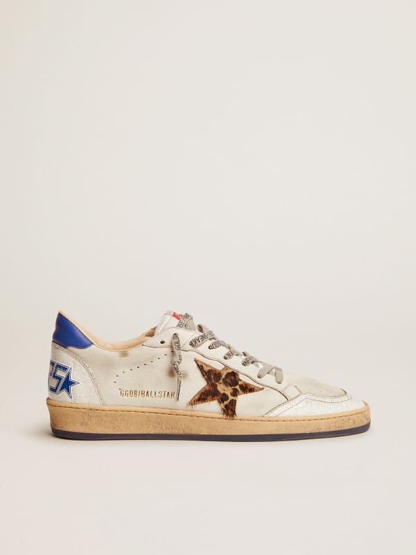 Ball Star sneakers in white leather with light blue details | Golden Goose