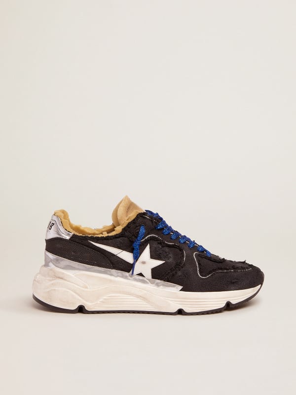 Running Sole sneakers in black distressed canvas with multi-foxing | Golden  Goose