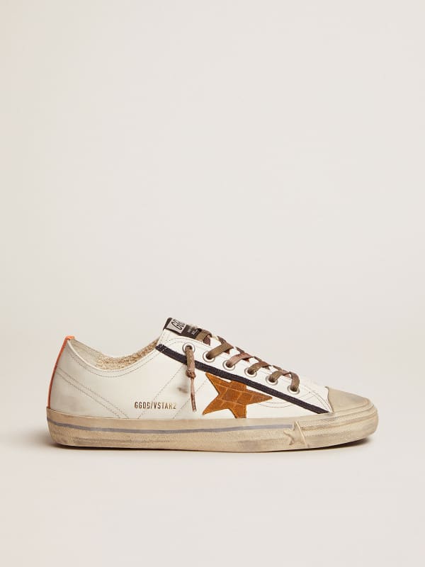 V-Star LTD sneakers in white leather with crocodile-print suede star |  Golden Goose