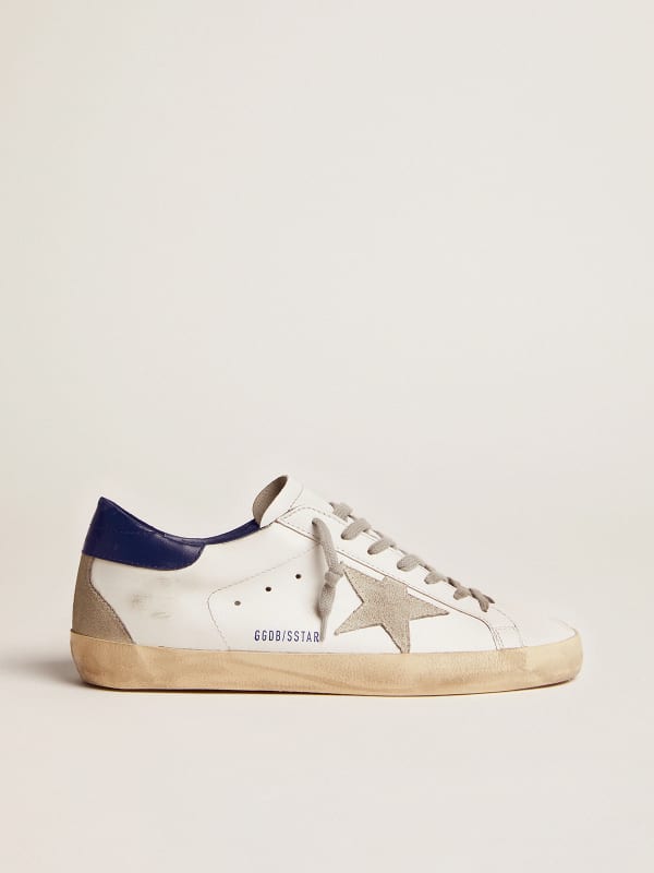 Star Super-Star sneakers in suede with blue heel tab | Golden Goose