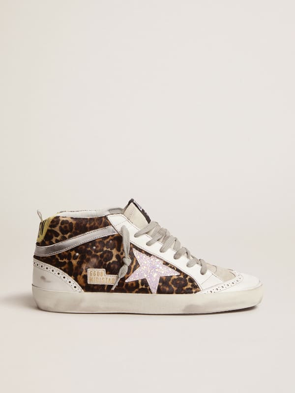 homoseksuel Ti stimulere Mid-Star sneakers LTD in leopard-print pony skin with glittery star | Golden  Goose