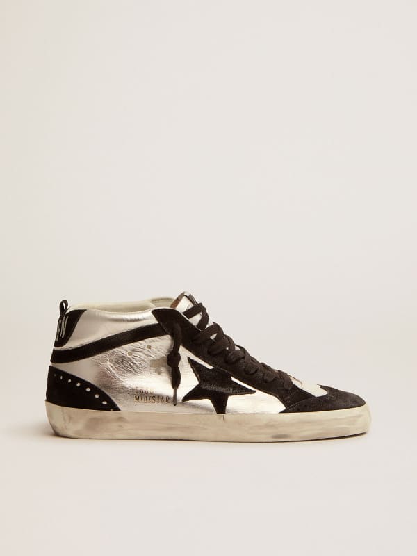 Mid Star LTD sneakers in silver laminated leather and black suede ...