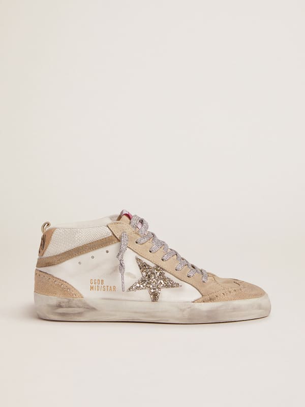 Mid Star LTD sneakers with light green glitter star | Golden Goose