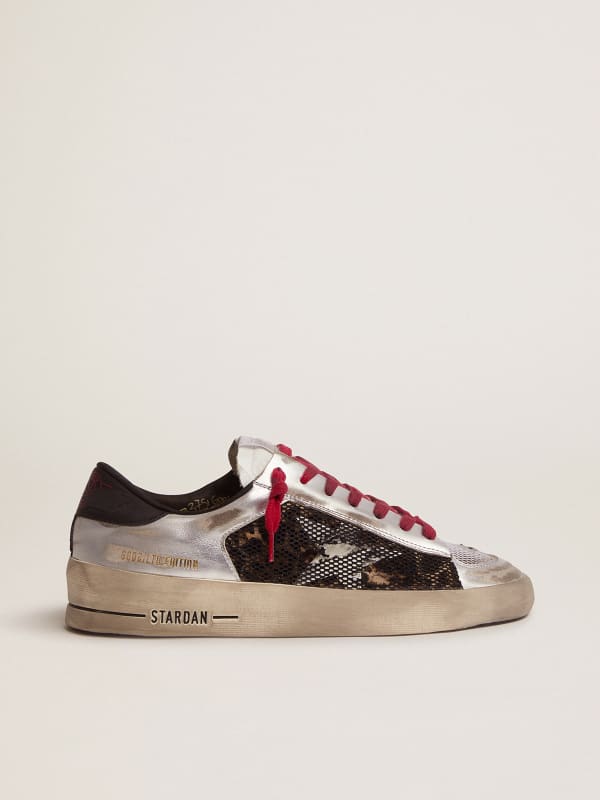 Women\'s Limited Edition LAB silver and animal-print Stardan sneakers |  Golden Goose