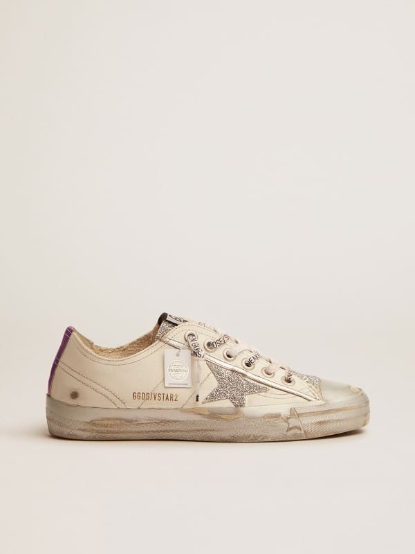 V-Star LTD sneakers in white leather and Swarovski crystals | Golden Goose