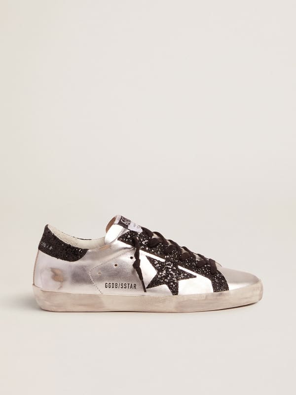 Silver Super-Star sneakers with glitter details | Golden Goose