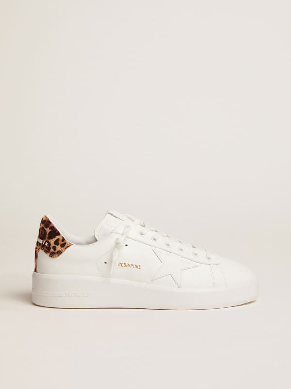 Women\'s Purestar sneakers with leopard-print heel tab | Golden Goose