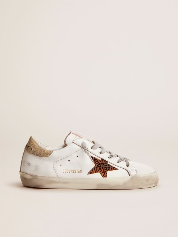 Super Star LTD sneakers with leopard print star and gold glitter heel tab Golden Goose