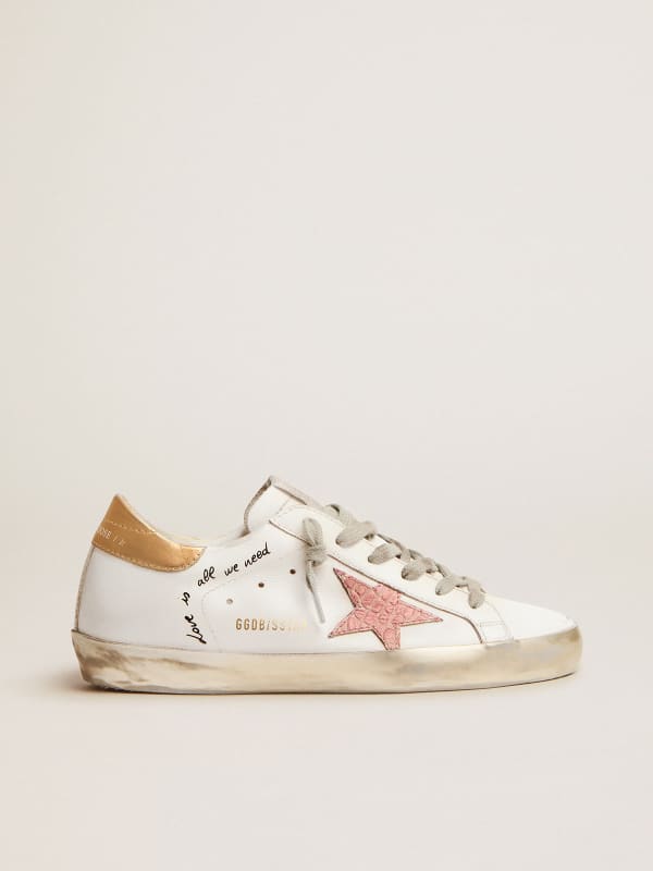 Super-Star sneakers with handwritten lettering and crocodile-print leather  stars | Golden Goose