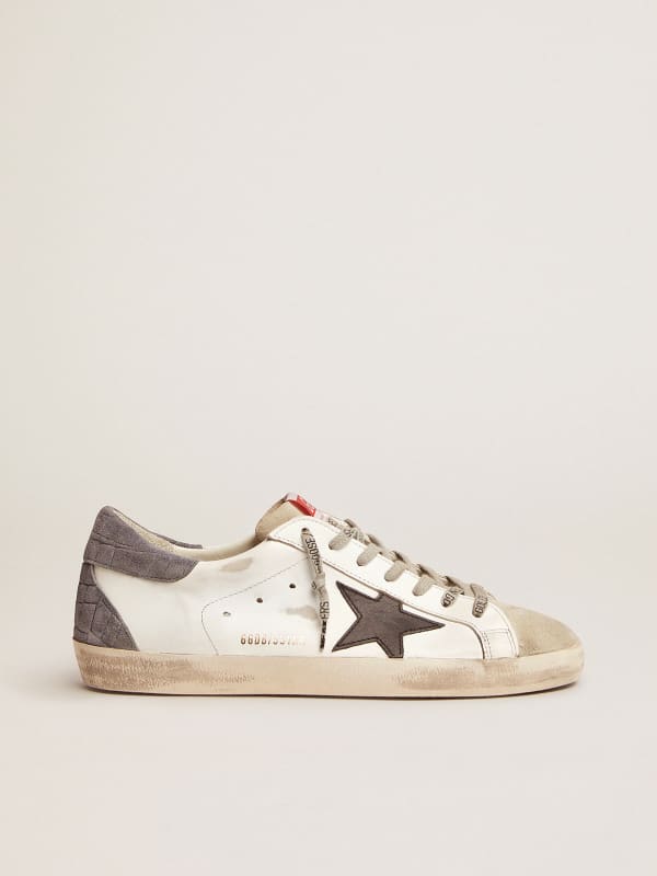 Super-Star LTD sneakers with black star and crocodile-print heel tab |  Golden Goose