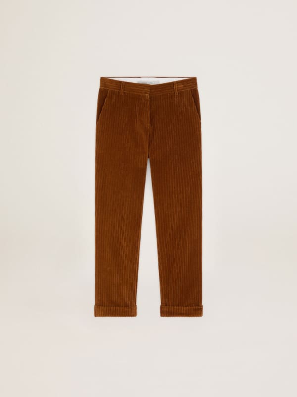 Terracotta-colored corduroy pants | Golden Goose