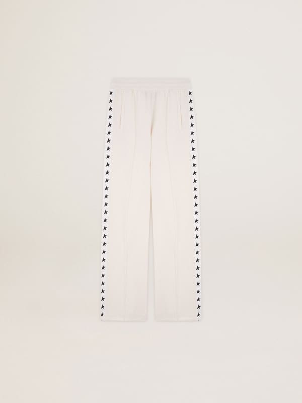 Pantalon de jogging blanc pour femme avec étoiles sur les côtés | Golden Goose