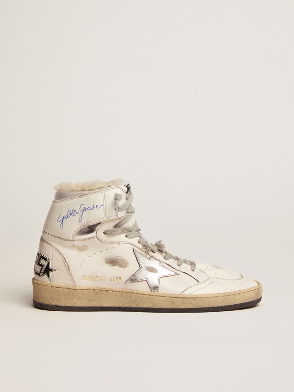 Women’s Sky-Star sneakers with signature on the ankle and shearling lining  | Golden Goose