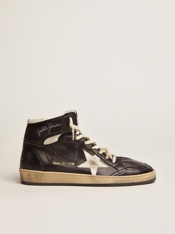 Men's Sky-Star in black nappa with white star | Golden Goose