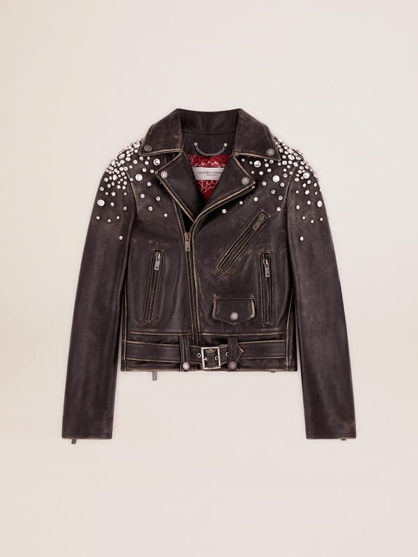 Saint laurent 2024 distressed leather jacket