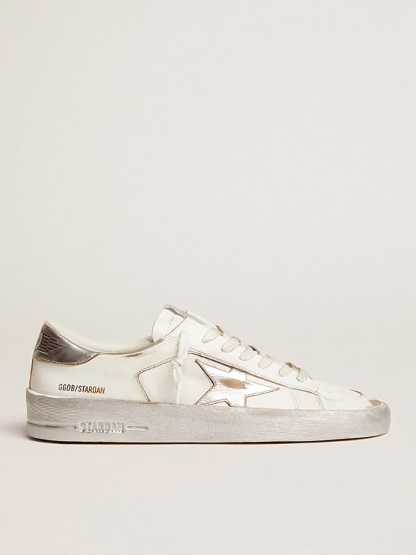 Stardan sneakers with silver metallic leather star and heel tab ...