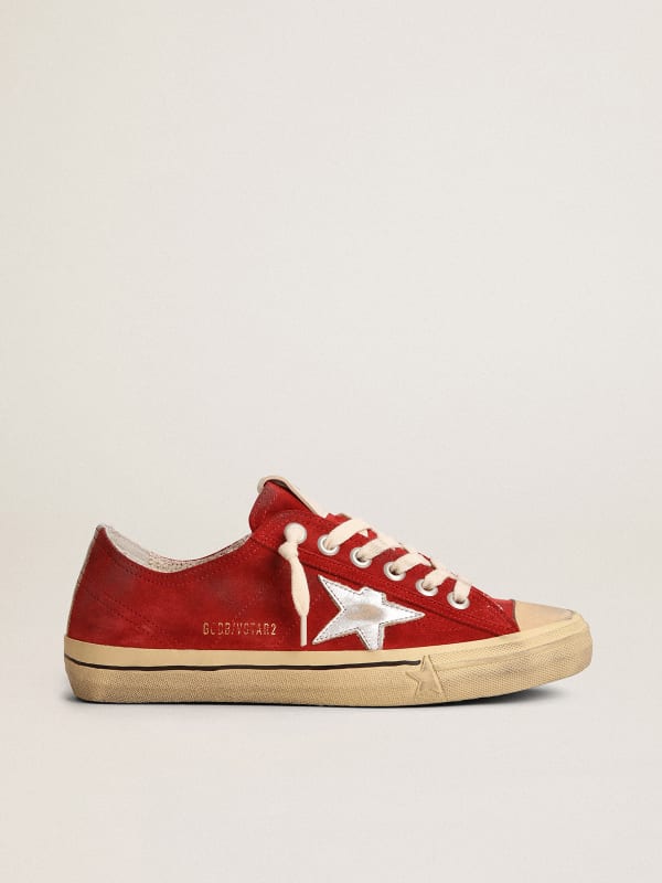 Men's V-Star LTD in dark red suede with silver star and heel tab ...