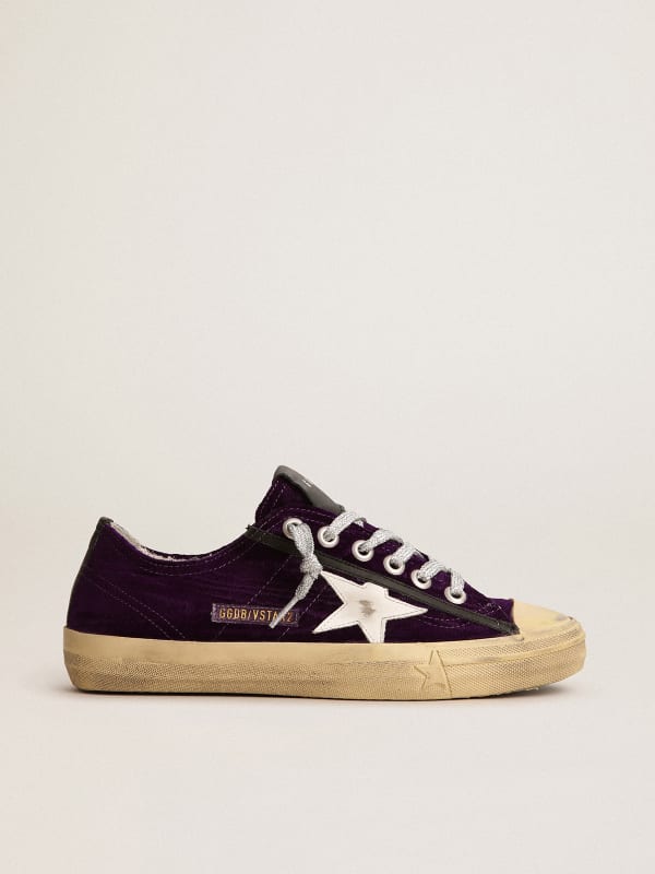 V-star LTD sneakers in purple velvet with a white leather star | Golden