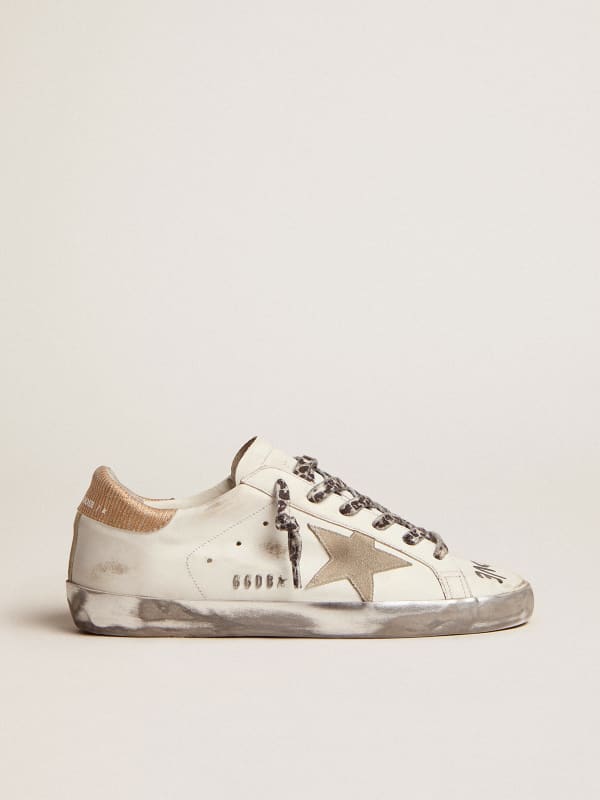 Super-Star sneakers in white leather with ice-gray suede star and