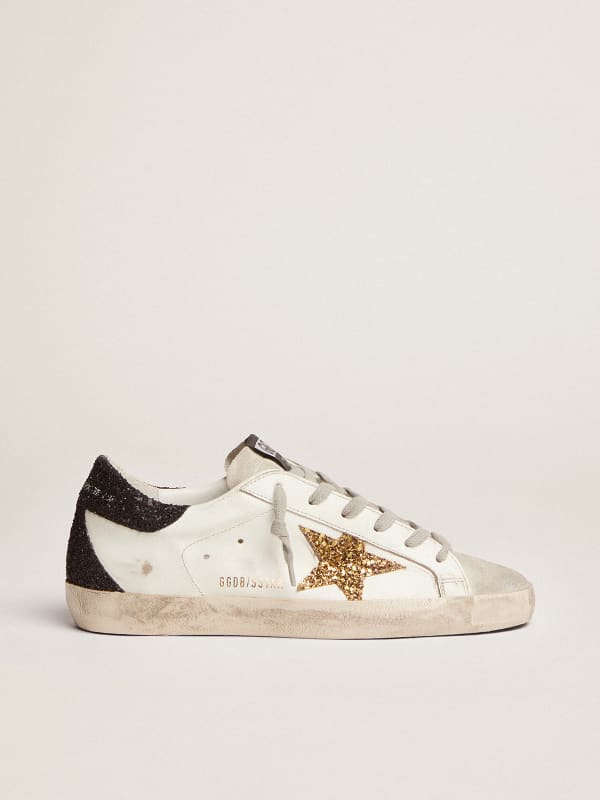 Golden Goose Silver/Black Leather And Suede Superstar Low-Top Sneakers ...