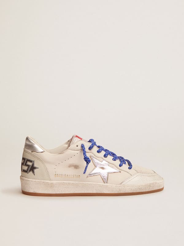 Men's Ball Star LTD in white nappa with silver star | Golden Goose