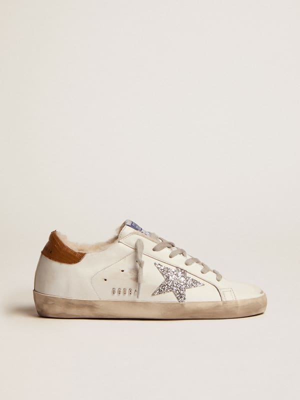 Women's Super-Star with shearling lining and silver glitter star | Golden  Goose