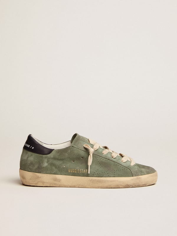 Super-Star sneakers in military-green suede with perforated star and ...