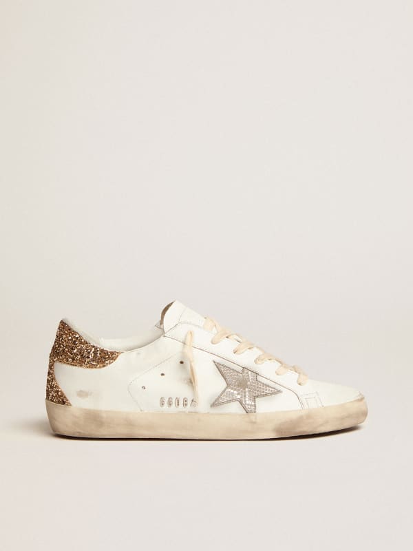 Super-Star sneakers with snake-print silver leather star and gold 