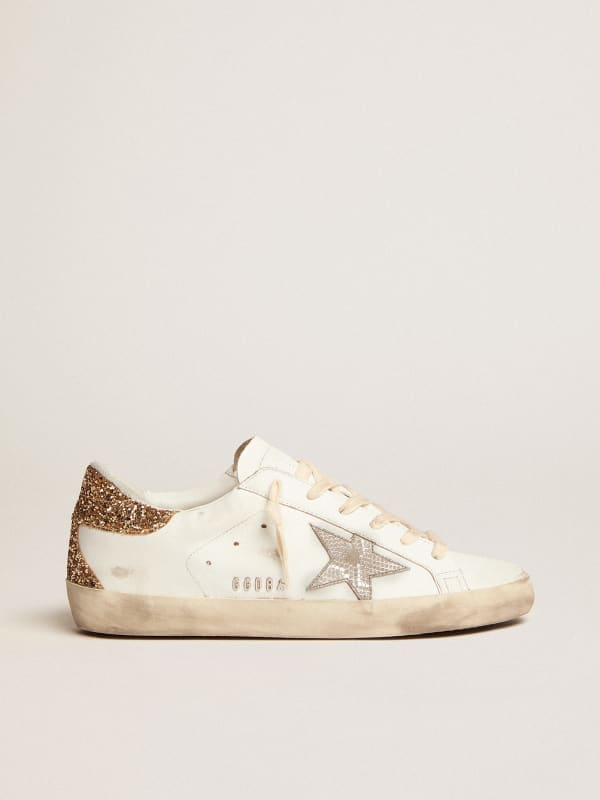 Women's Super-Star with silver leather star and snake print | Golden Goose