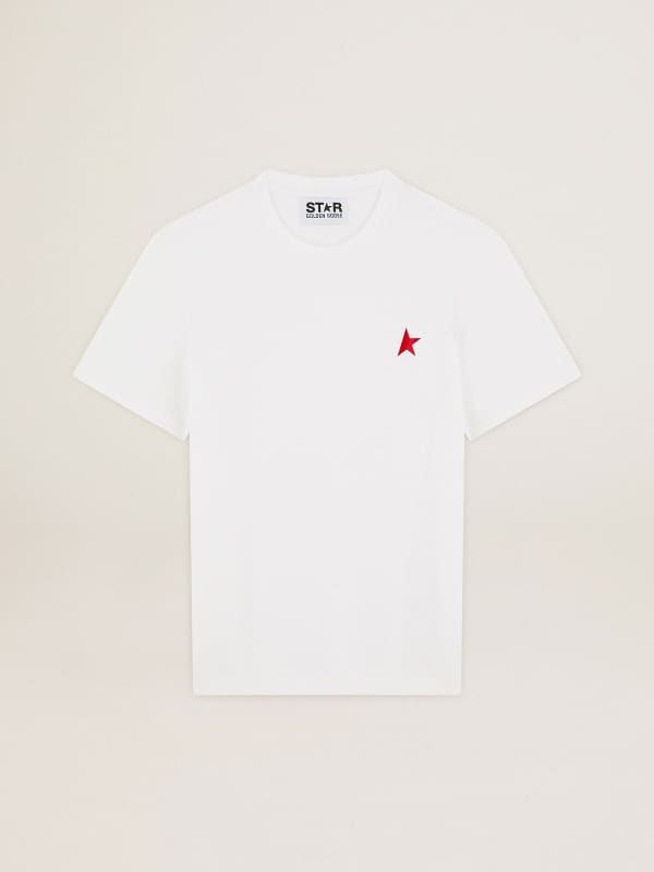 White Star Collection T-shirt with red star on the front | Golden Goose