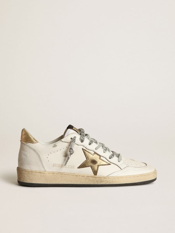 GOLDEN GOOSE Ball Star sneakers white leather-laminated gold star u0026 heel  tab-