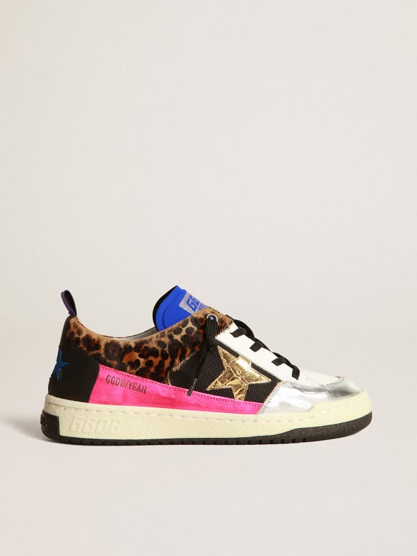 Yeah! sneakers in leopard-print pony skin with a gold star | Golden Goose