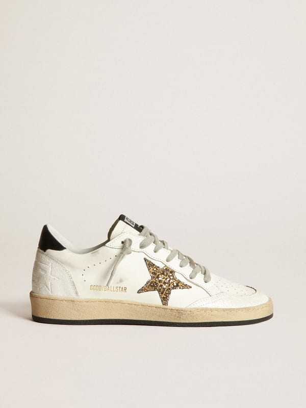 Ball Star sneakers with gold glitter star with crocodile print and ...