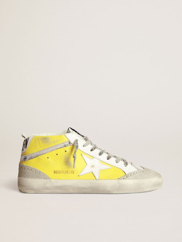 Mid Star sneakers in leather with crackle details | Golden Goose