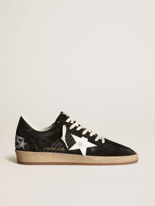 Women's Ball Star in black suede with white leather star | Golden Goose