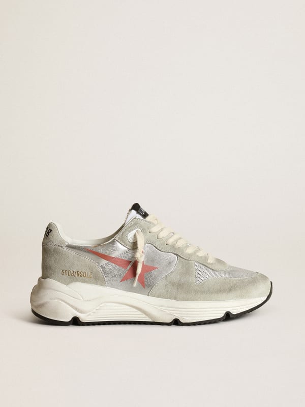 Women's Running Sole in silver leather with ice-gray inserts | Golden Goose