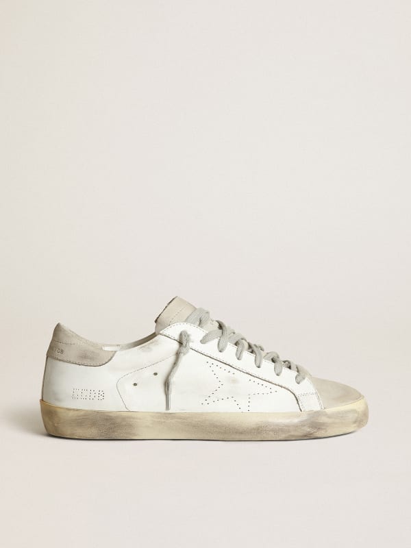 Men's Super-Star with perforated star and ice-gray heel tab | Golden Goose