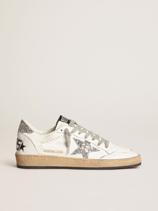 Women's Ball Star in nappa with white star and glitter heel tab | Golden  Goose