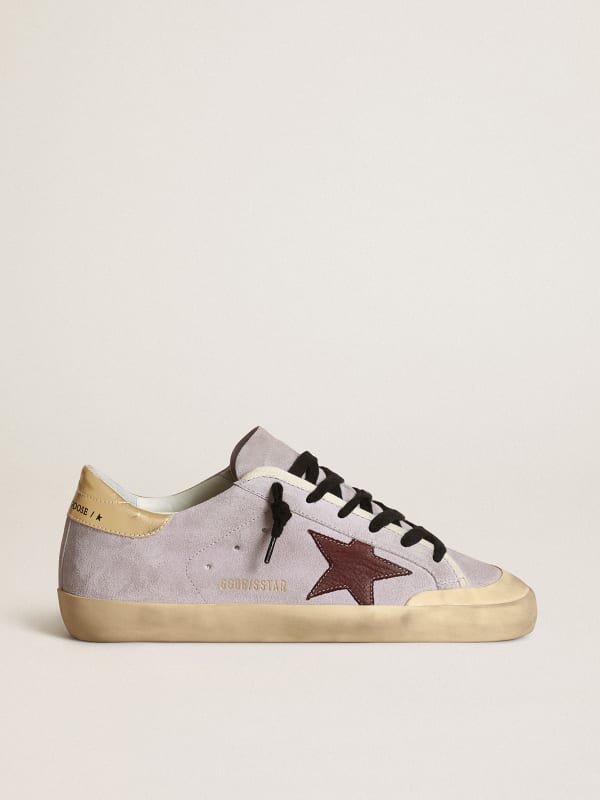 Super-Star in lilac suede with a brown star and gold heel tab | Golden ...