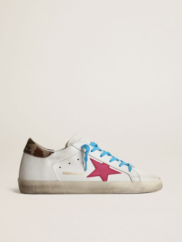 Super-Star LTD with fuchsia suede star and camouflage heel tab | Golden ...