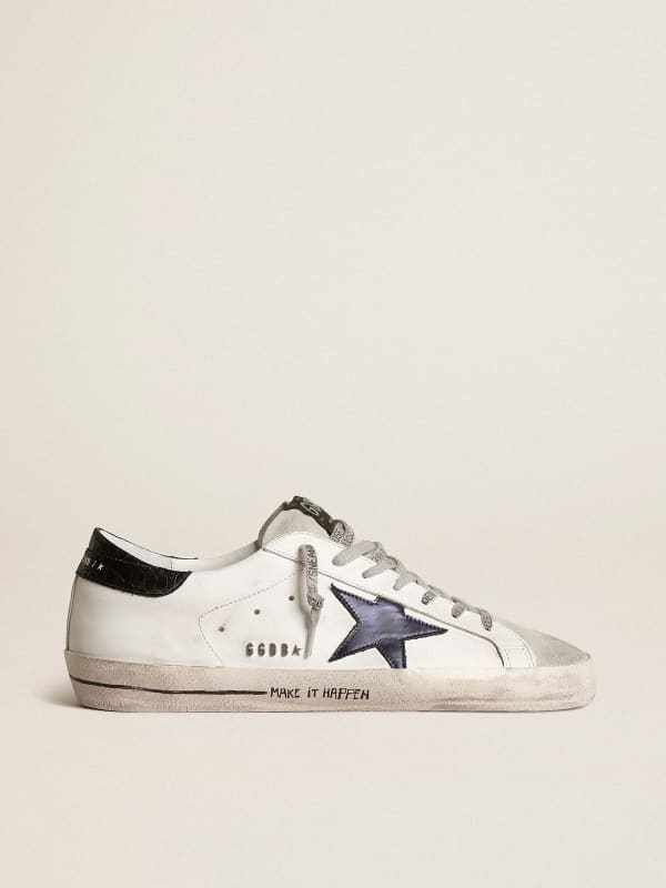 Super-Star with blue metallic leather star and black heel tab | Golden Goose